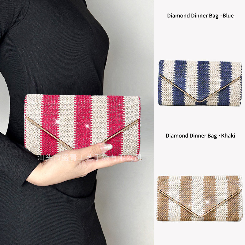 Color Blocking Woven Handbag
