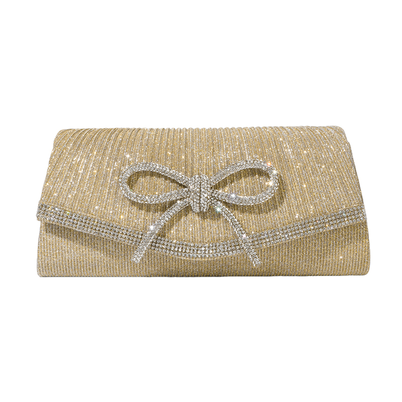 Diamond-studded bow evening bag